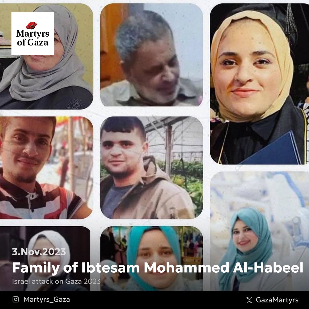 Martyr: Ibtesam Mohammed Al-Habeel, Dr. Tasneem, Islam, Akram, Saleh and Anis Fathi Abdul Nabi 1